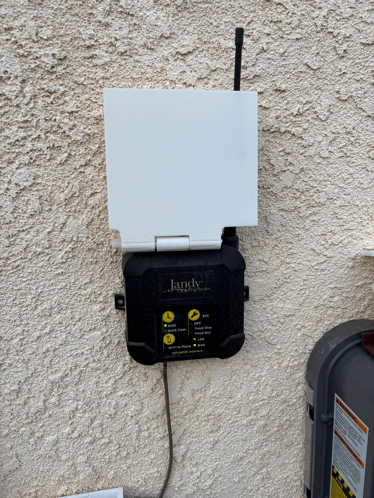 Sun Cover for Jandy iQPUMP01 Mobile Pump Controller — Screw Mount ASA Sun Shield (iAquaLink WiFi Pump Interface)